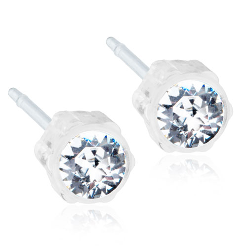 Medical Plastic Crystal 8mm Earrings